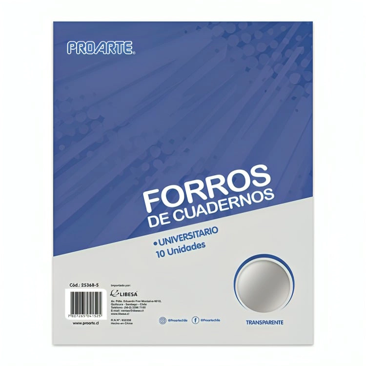 PACK 2 FORRO DE CUADERNO UNIVERSITARIO TRANSPARENTE 10 UNIDADES – PROARTE - 1