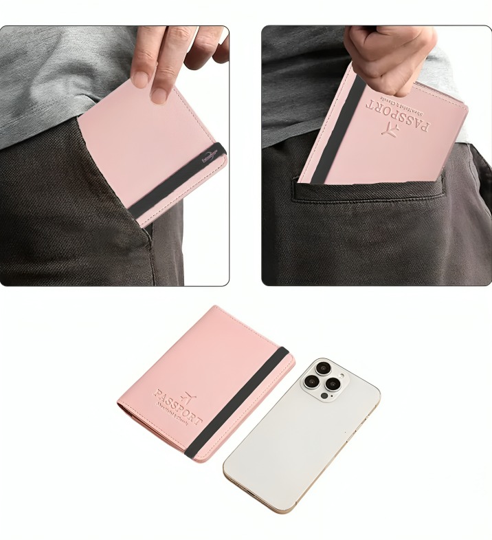 PORTA PASAPORTE DOCUMENTOS FUNDA PROTECTORA VIAJE CON RFID - 4