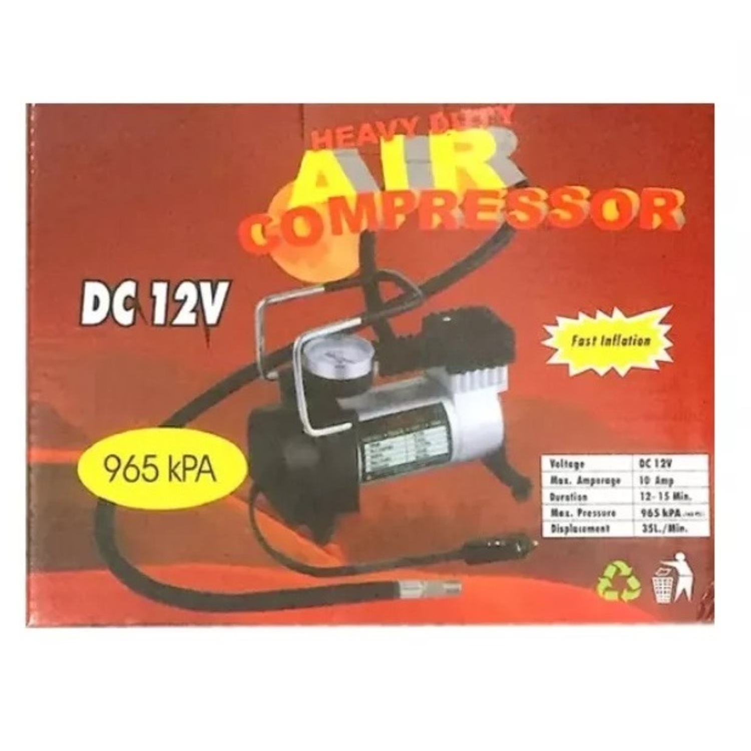 COMPRESOR AUTOMOVIL MOTO 12V 120 PSI 35 L/ MIN. C128 NEGRO - 6