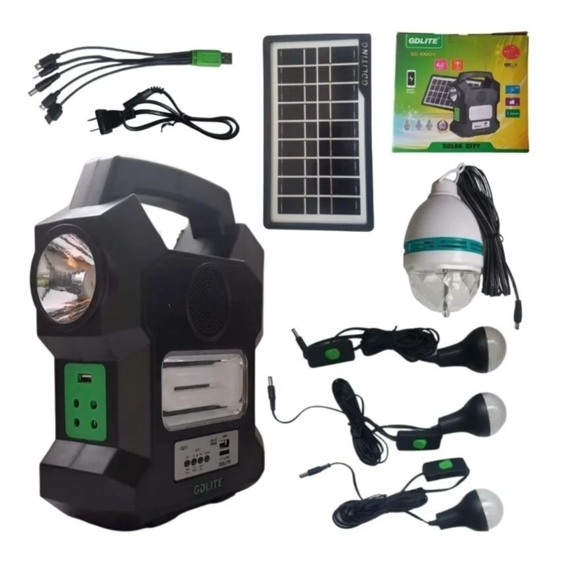 LINTERNA KIT SOLAR PORTATIL CAMPING GDLITE MP3 USB GD-1000A LINTERNA - 3