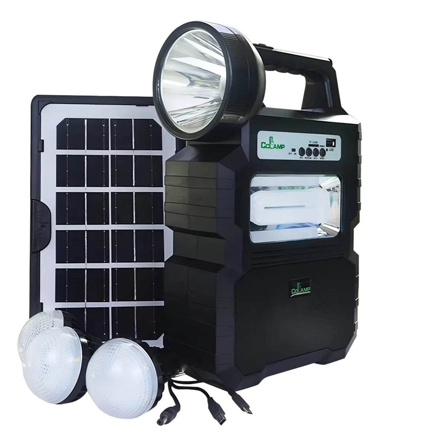KIT LAMPARA SOLAR DE CAMPING USB + RADIO + BLUETOOTH COLOR NEGRO - 1