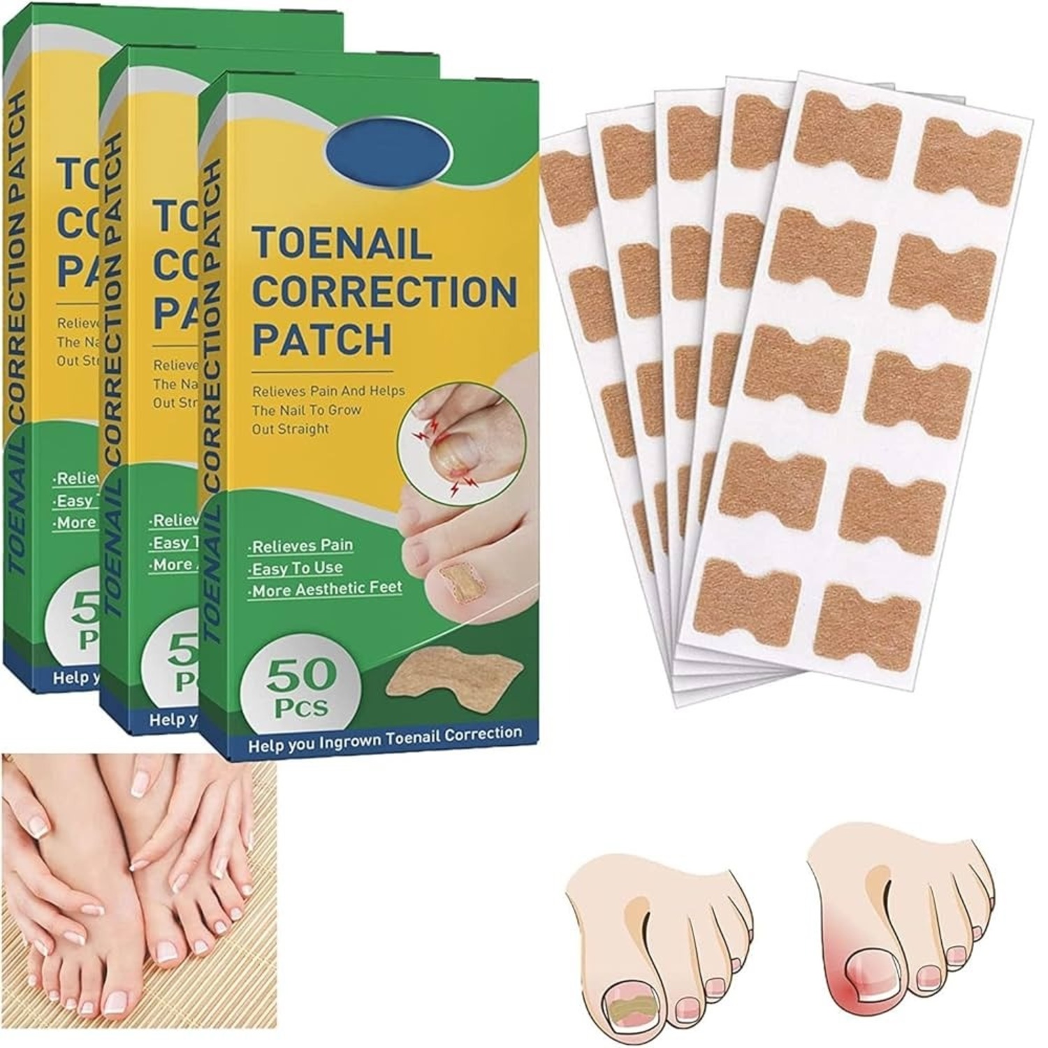 PACK X3 PEGATINA DE CORRECCION DE INCRUSTACIONES DE DEDOS DEL PIE - 5