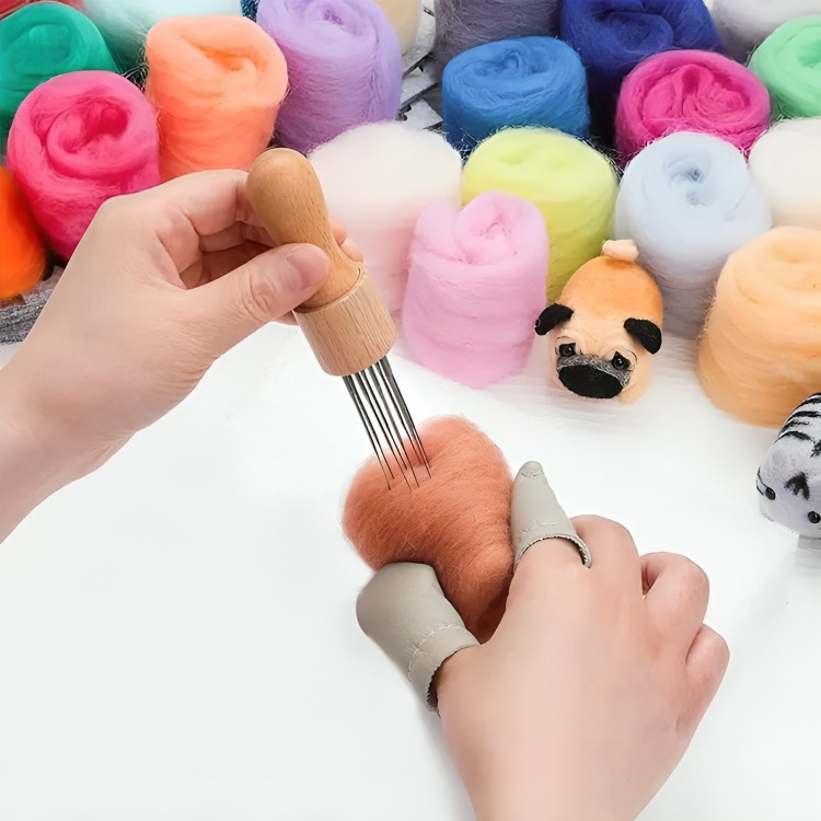 KIT 50 VELLON LANAS FIELTRO AGUJAS NEEDLE FELTING ACCESORIOS - 1