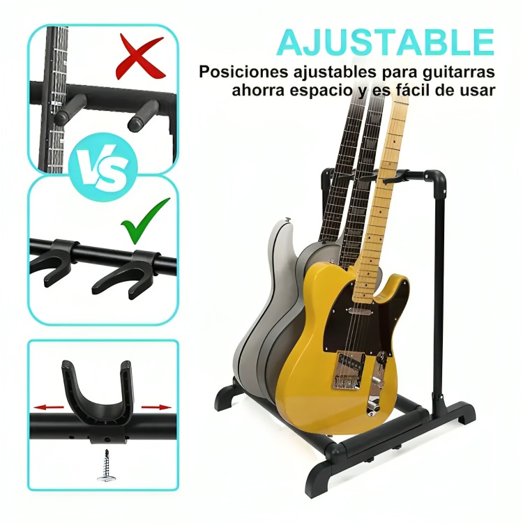 ATRIL SOPORTE TRIPLE PARA GUITARRA Y BAJO PORTATIL - 1