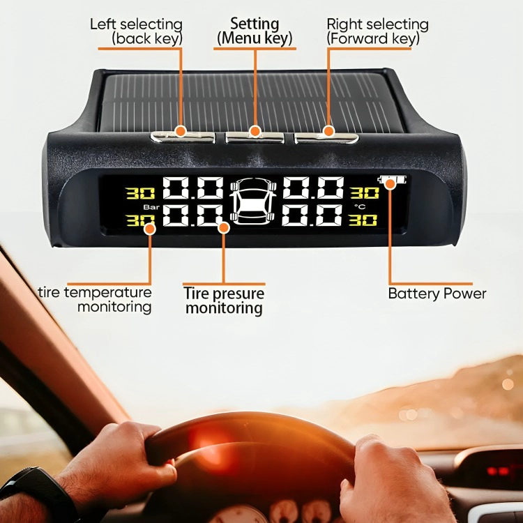 SISTEMA MONITOREO PRESION NEUMATICOS AUTO TPMS SOLAR - 1
