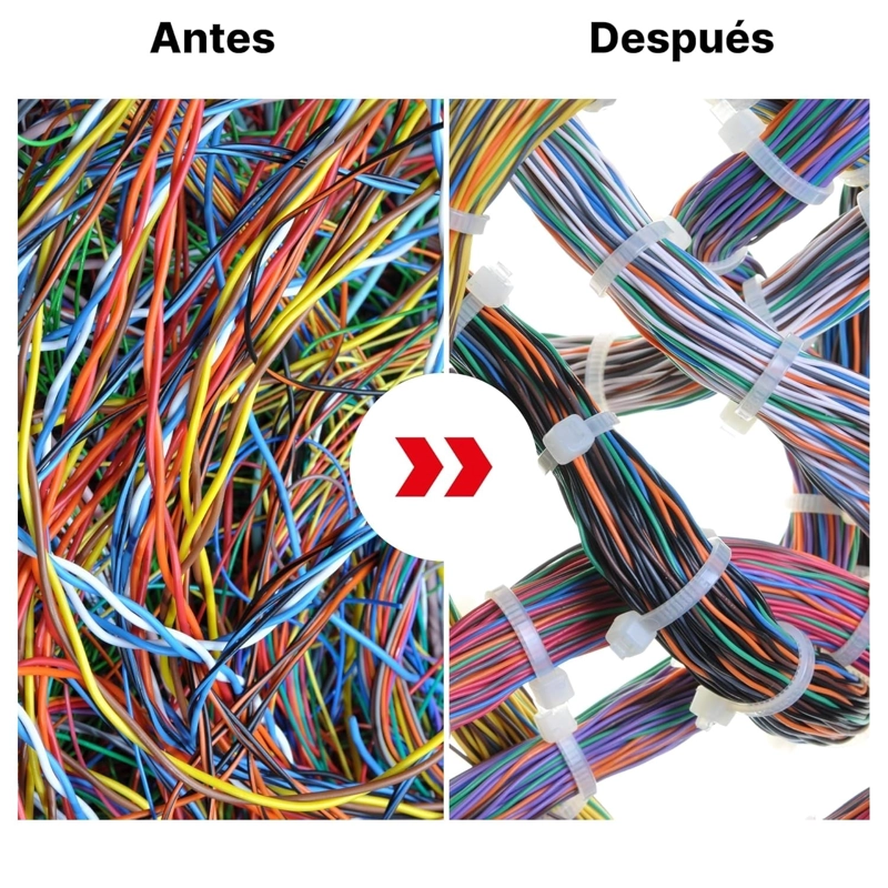 PACK X 3 BRIDAS PARA CABLES BLANCO 400 X 7,6 MM 100 PIEZAS  - 1