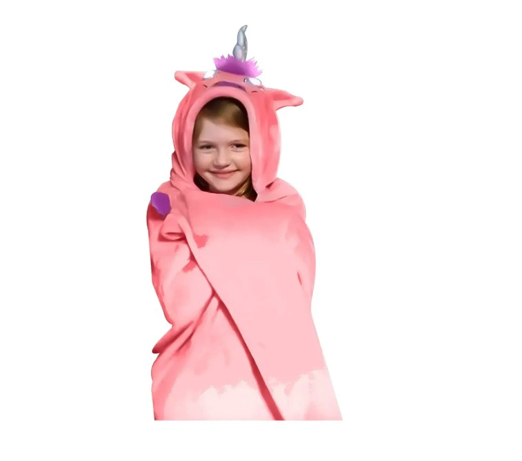 MANTA FRAZADA DE POLAR CAPUCHA CON ILUMINACION PARA NIÑA - 1