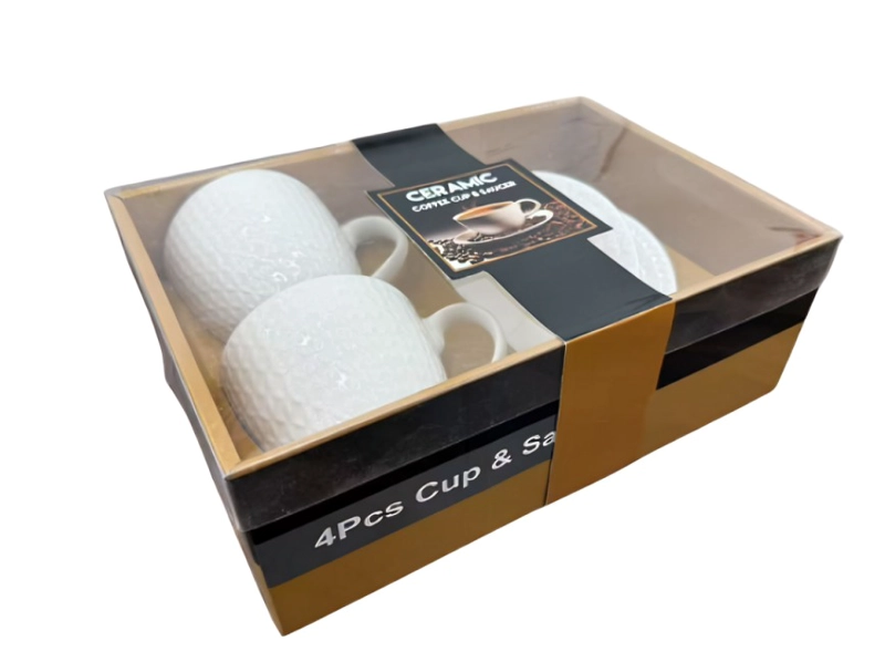 SET DE TAZAS 4 PIEZAS CON PLATOS JUEGO DE CAFE - 1