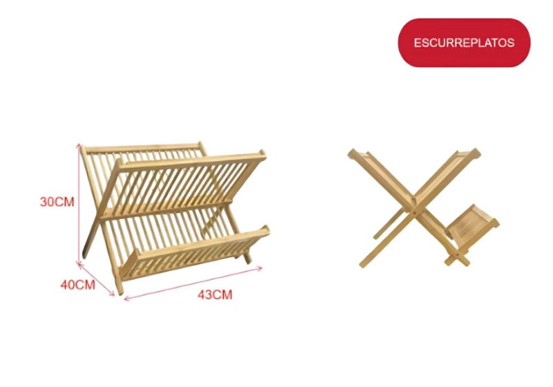 ESCURREPLATOS DE MADERA SECADOR DE PLATOS PARA COCINA - 2