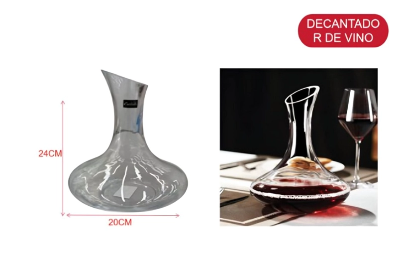 DECANTADOR DE VINO DE VIDRIO AIREADOR Y SERVIDOR DE VINO - 3