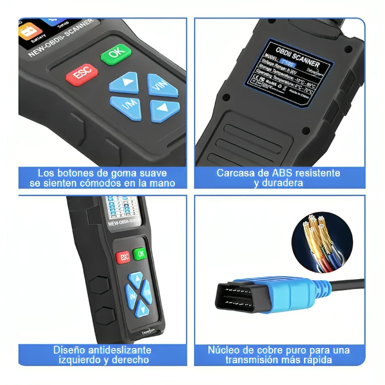 ESCANER AUTOMOTRIZ OBD2 T100 LECTOR DE CODIGOS MULTIMARCA - 2