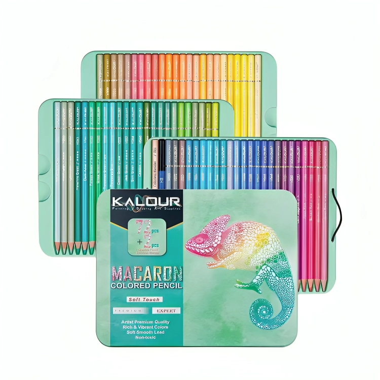 SET 72 LAPICES COLORES MACARON, DIBUJO ARTE CAJA METALICA - 1