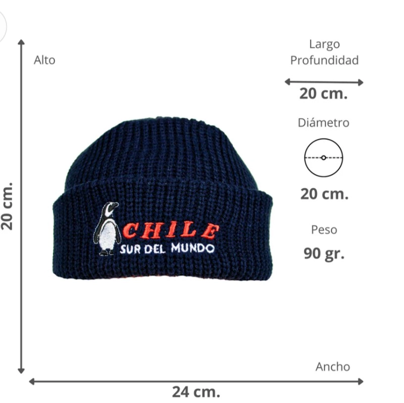 GORRO BEANIE BORDADO DISEÑO CHILE – GORRO TEJIDO UNISEX PARA INVIERNO - 3