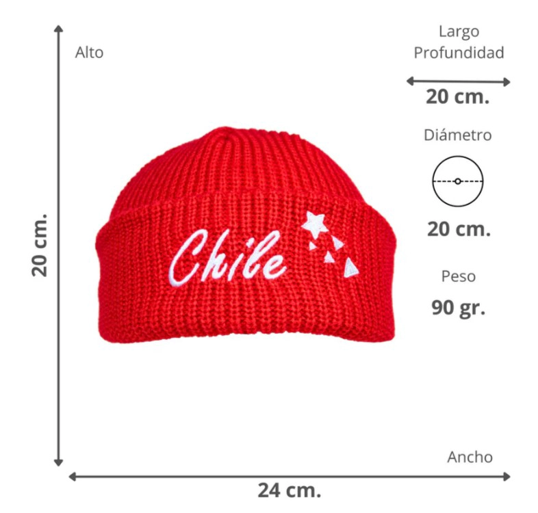 GORRO BEANIE BORDADO DISEÑO CHILE – GORRO TEJIDO UNISEX PARA INVIERNO - 3