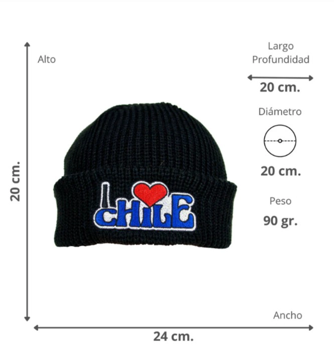 GORRO BEANIE BORDADO DISEÑO CHILE – GORRO TEJIDO UNISEX PARA INVIERNO - 3