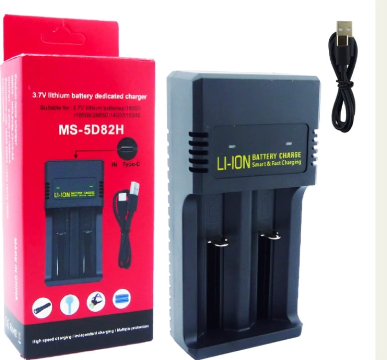 GENÉRICO CARGADOR DE PILA MS-5D82H P/2 PILAS 18650/14500/16340/26650/18500 1000MA