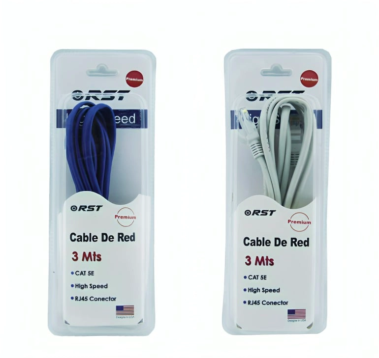 GENÉRICO CABLE DE RED 3 METROS CATEGORIA 5E RST EN BLISTER 2 COLORES AZUL, BLANCO
