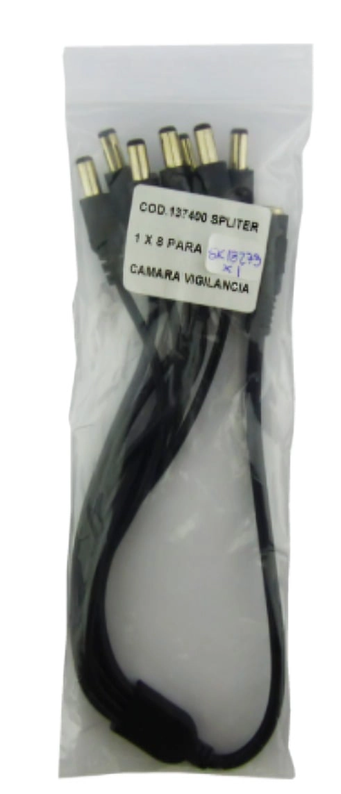 GENÉRICO CABLE SPLITER 1 X 8 DC COD.137400 P/CAMARA VIGILANCIA ALIMENTA HASTA 8 CAMARAS
