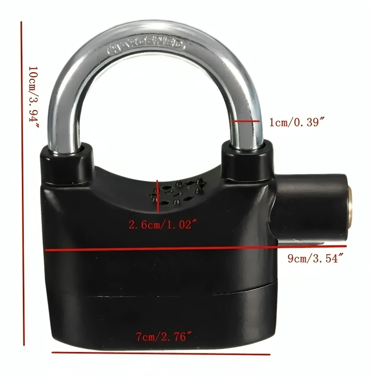 CANDADO MOTO DISCO TEC CONDADO CON ALARMA 110 DB IMPERMEABLE ANTIRROBO 7 MM PIOLA - 1