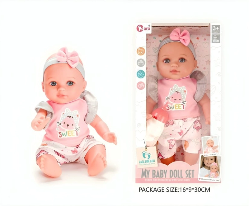MUÑECA BEBE  ROSADA CON ACCESORIO 16X9X30 CM - 1