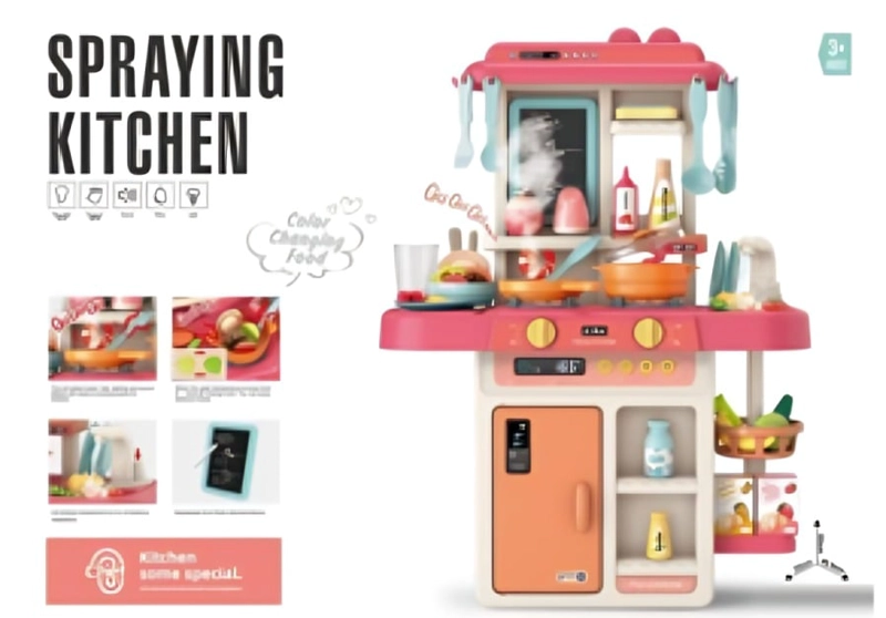 COCINA INFANTIL INTERACTIVA 63CM 55 PIEZAS ROSADA - 1