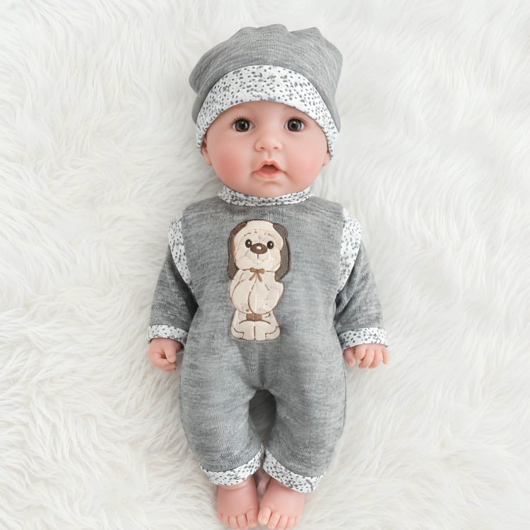 MUÑECA BEBE 30CM CON ACCESORIOS GRIS - 3