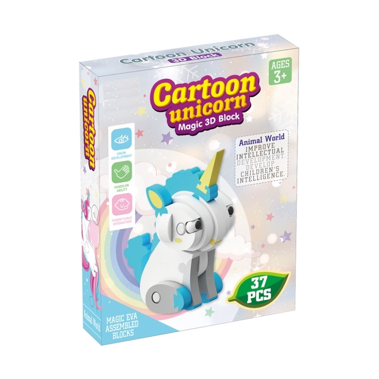 PACK X 3 BLOQUES DE CONSTRUCCION DE EVA 3D UNICORNIO (37PCS) - 1
