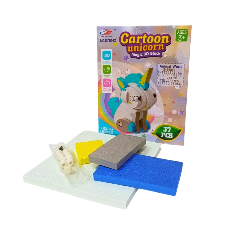 PACK X 3 BLOQUES DE CONSTRUCCION DE EVA 3D UNICORNIO (37PCS) - 2