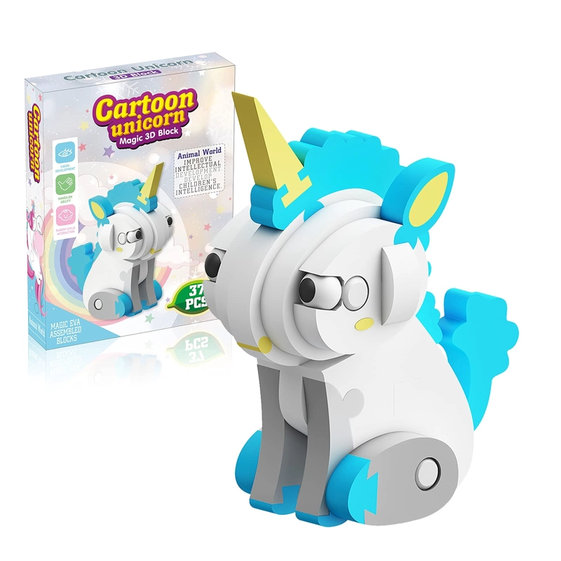 PACK X 3 BLOQUES DE CONSTRUCCION DE EVA 3D UNICORNIO (37PCS) - 5