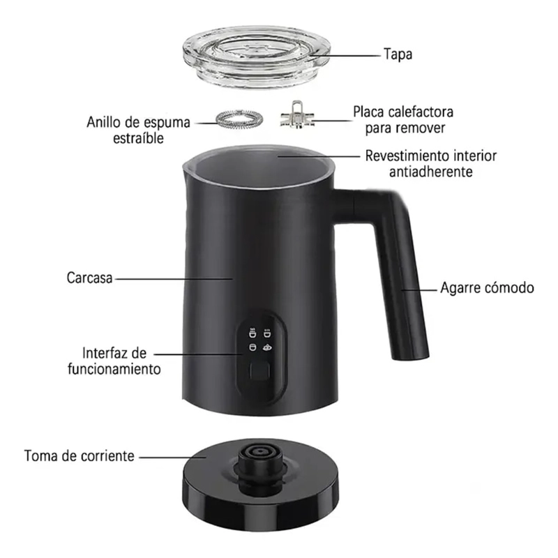 ESPUMADOR DE LECHE ELECTRICO 4 EN 1 BATIDOR CALENTADOR CAFE - 2