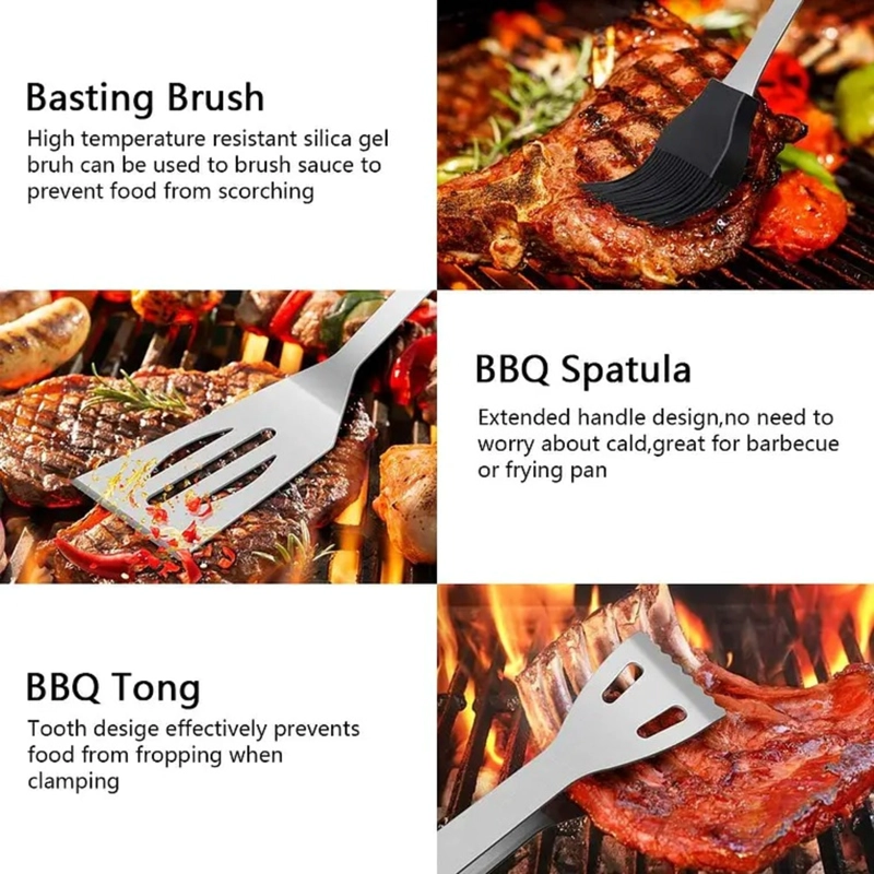 SET PARRILLERO ASADO BARBACOA 5 PCS EN MALETA KIT PARRILLA - 3