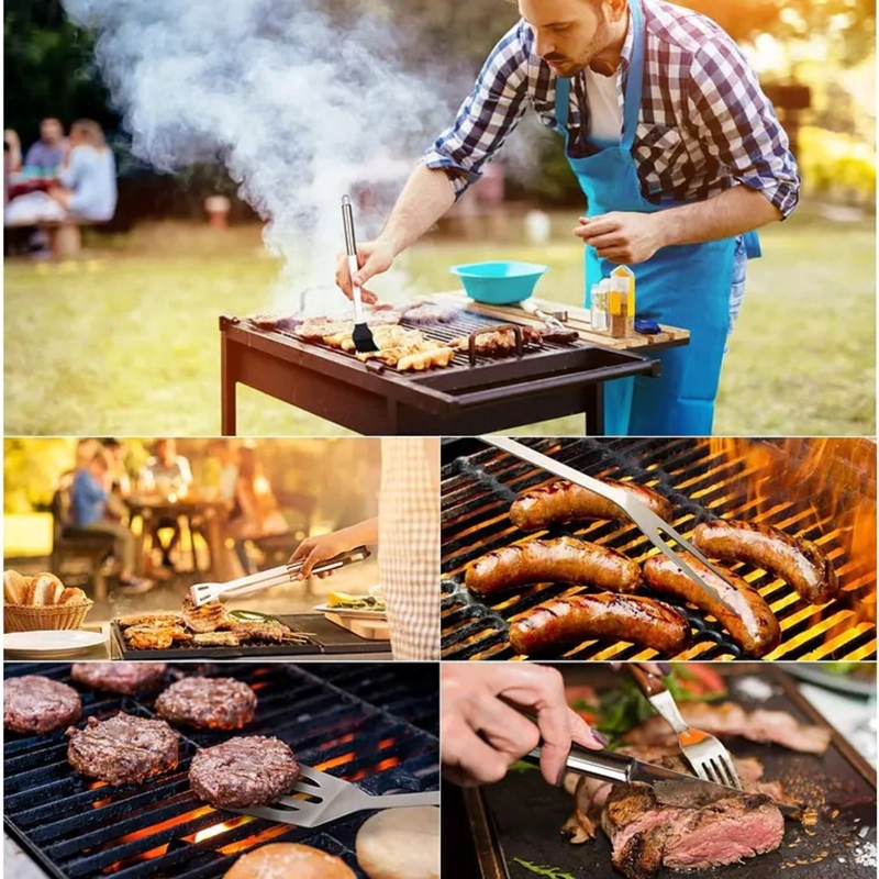 SET PARRILLERO ASADO BARBACOA 5 PCS EN MALETA KIT PARRILLA - 4