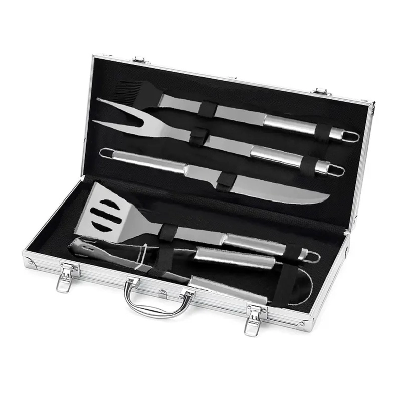 SET PARRILLERO ASADO BARBACOA 5 PCS EN MALETA KIT PARRILLA - 5