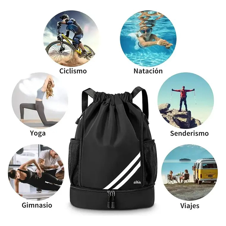 MOCHILA DEPORTIVA IMPERMEABLE DE BALONCESTO BOLSO CON CORDON - 1