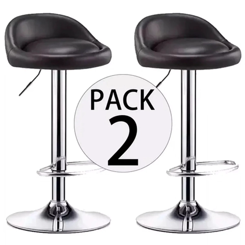 PACK 2 SILLA PISO BAR ALTURA REGULABLE TABURETE RESPALDO - 2