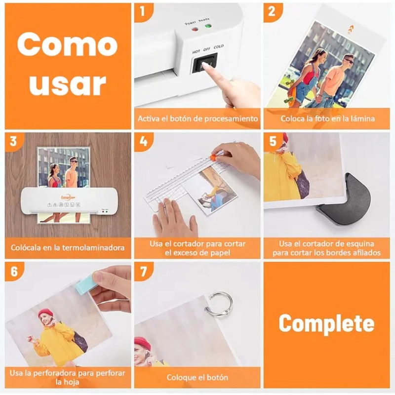 TERMOLAMINADORA PLASTIFICADORA A4 +CORTADOR DE PAPEL + MICAS - 2