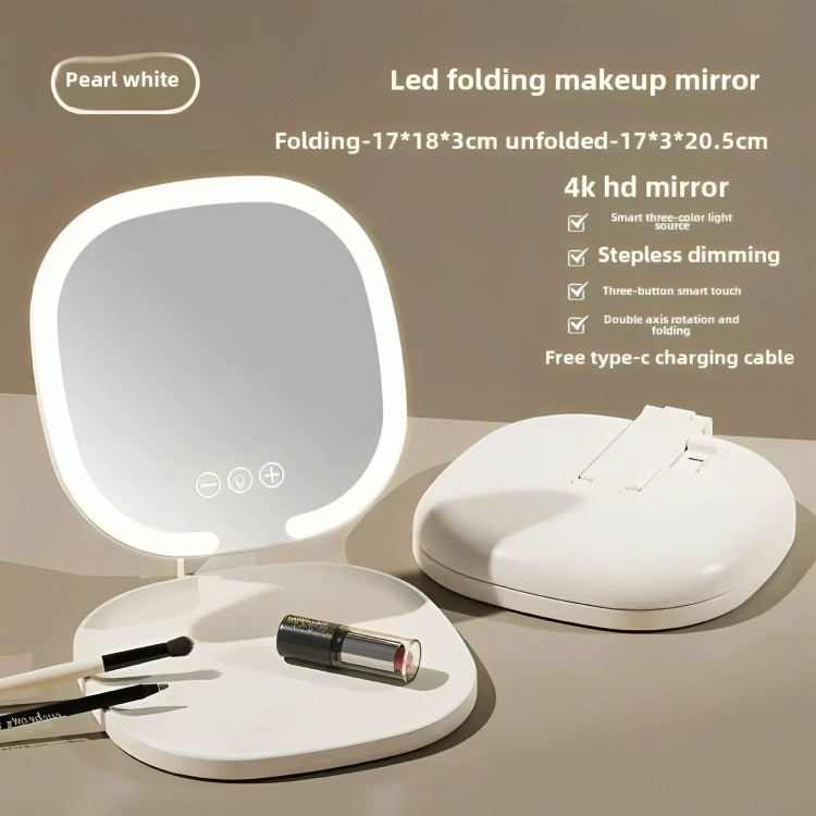 ESPEJO LED PARA MAQUILLAJE DE VIDRIO USB BLANCO - 3