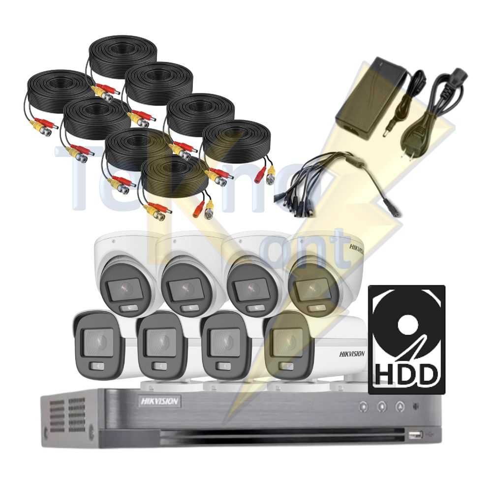 KIT HIK DVR 8CH / COLOR VU TURRET BULLET 2MP - 1