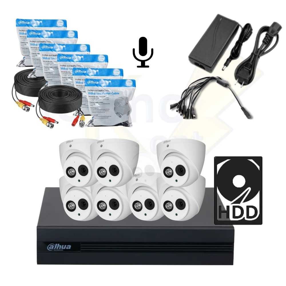 KIT DAHUA XVR 8CH C/AUDIO 2MP - 1