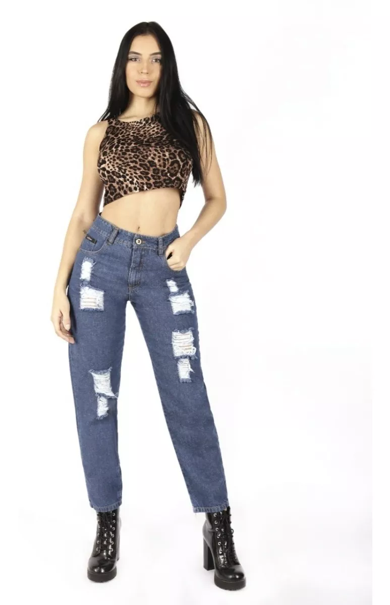JEANS MOM AZUL DESTROYER DIRTY JEANS JE2410AD - 1