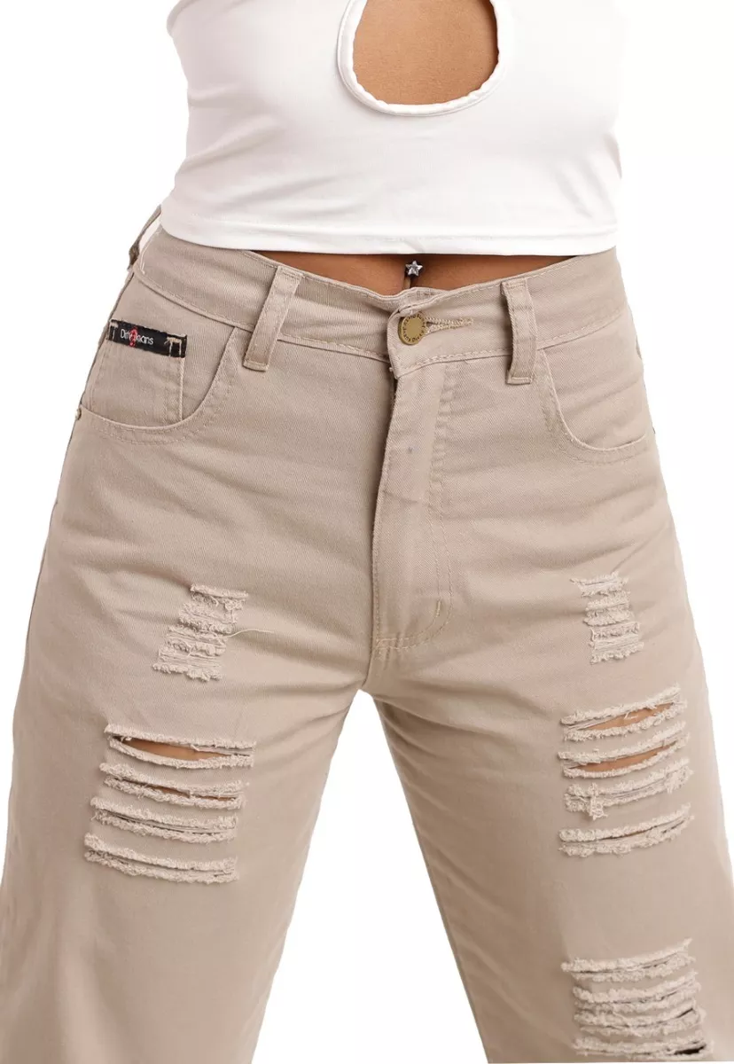 JEANS MOM BEIGE DESTROYER DIRTY JEANS JE2410BE - 3