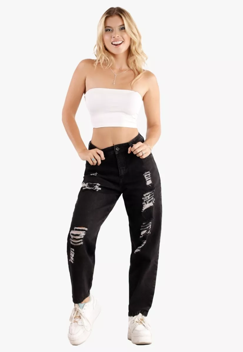 JEANS MOM NEGRO DESTROYER DIRTY JEANS JE2410ND - 1