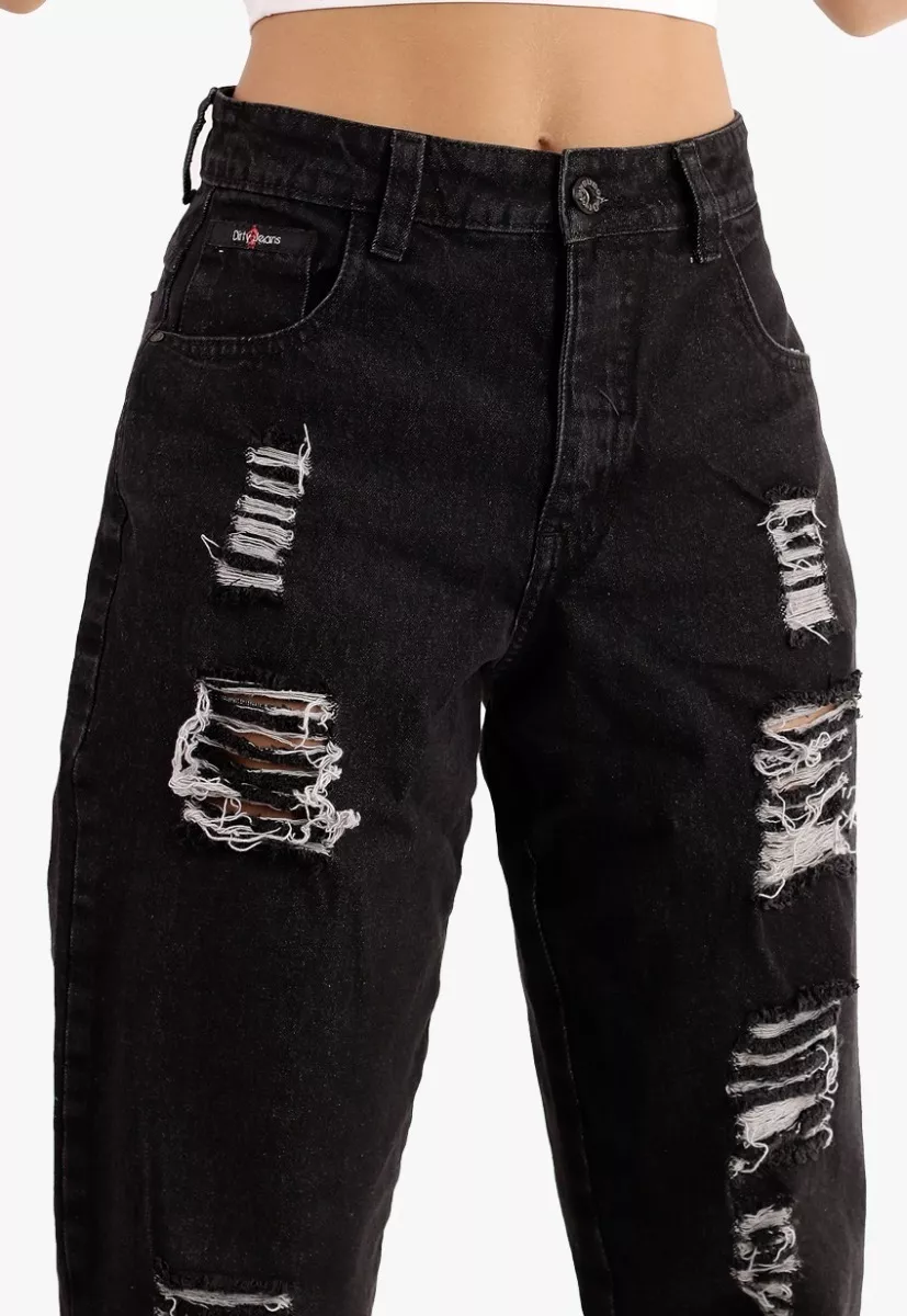 JEANS MOM NEGRO DESTROYER DIRTY JEANS JE2410ND - 3