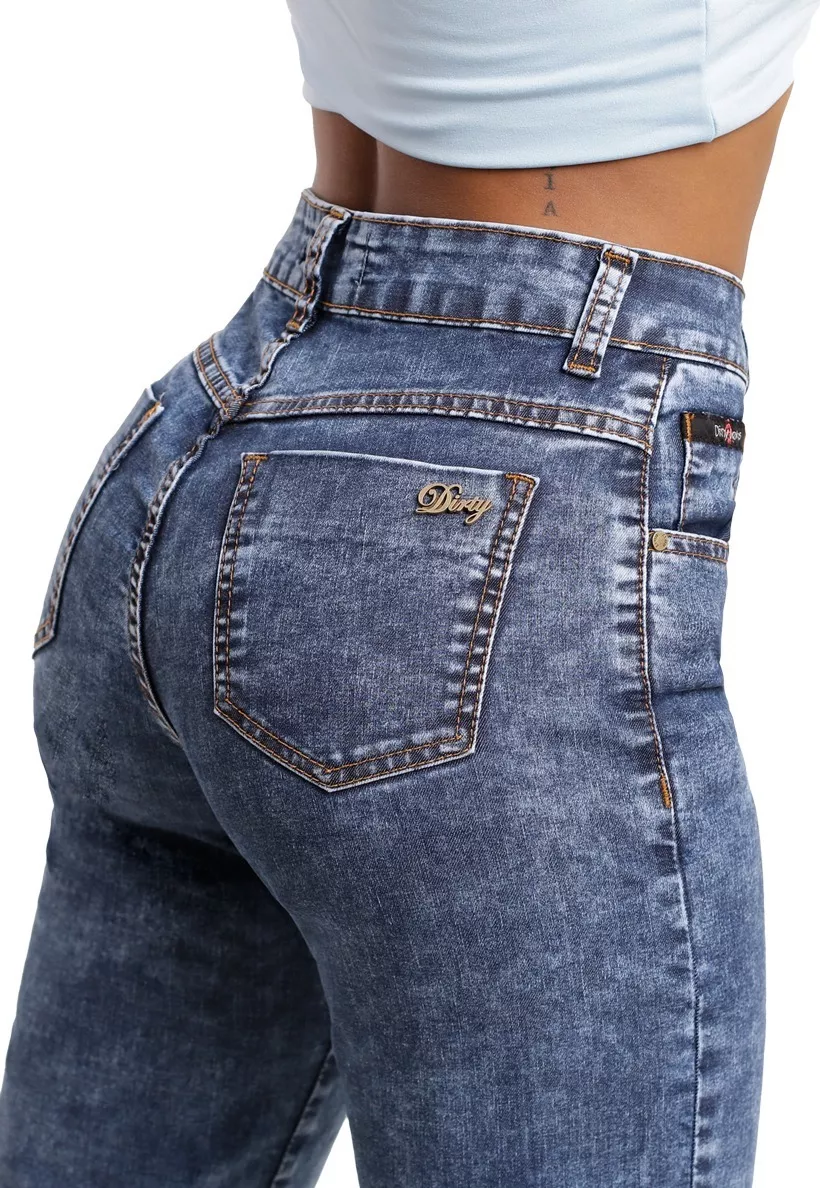 JEANS MOM AZUL GRAVILLADO DIRTY JEANS JE2627M - 4