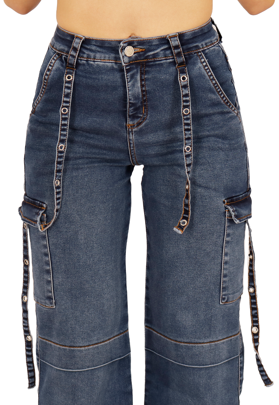 JEANS ALGODÓN SKINNY MUJER DIRTY JEANS AZUL JE3702A CARGO - 3