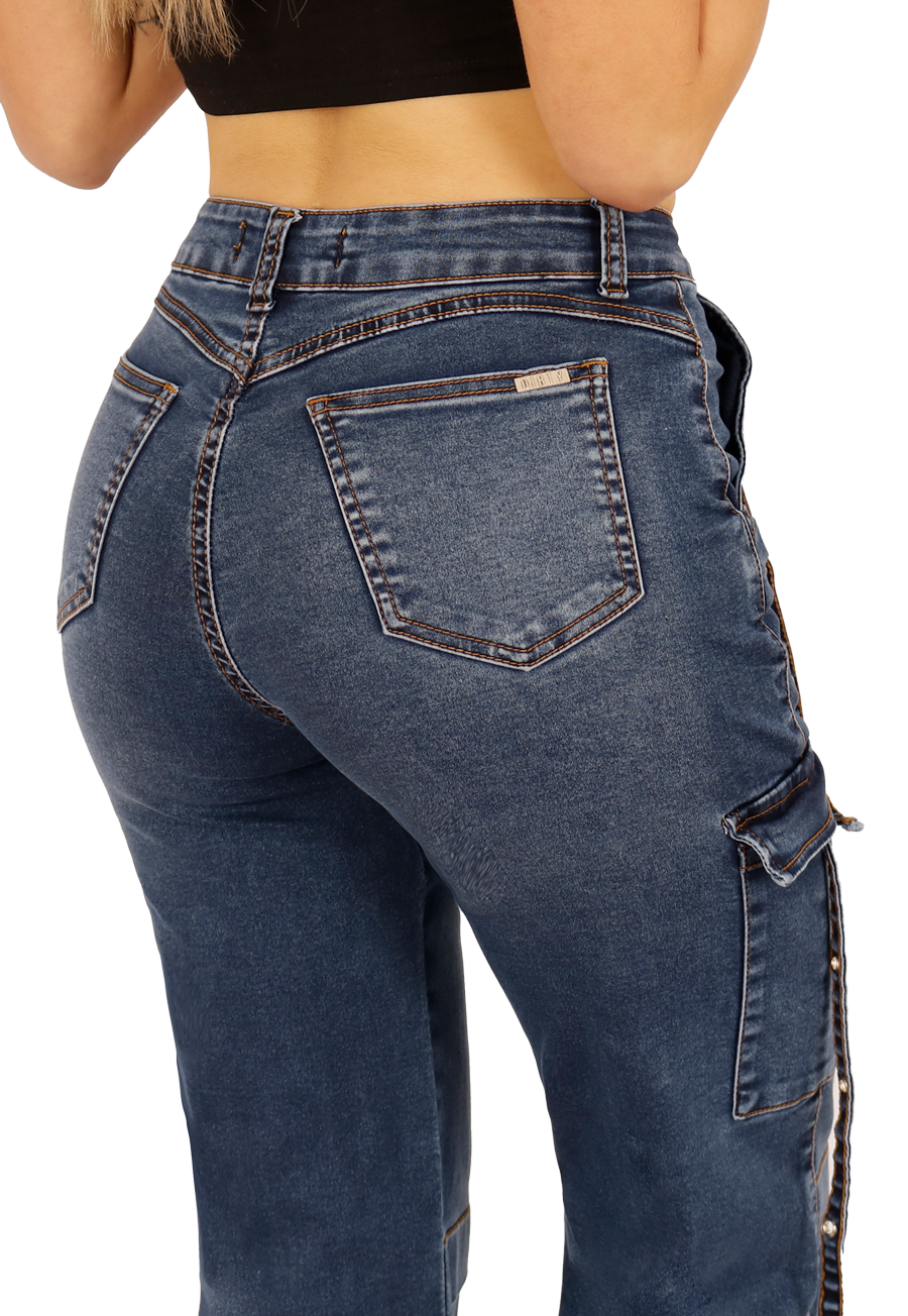 JEANS ALGODÓN SKINNY MUJER DIRTY JEANS AZUL JE3702A CARGO - 4