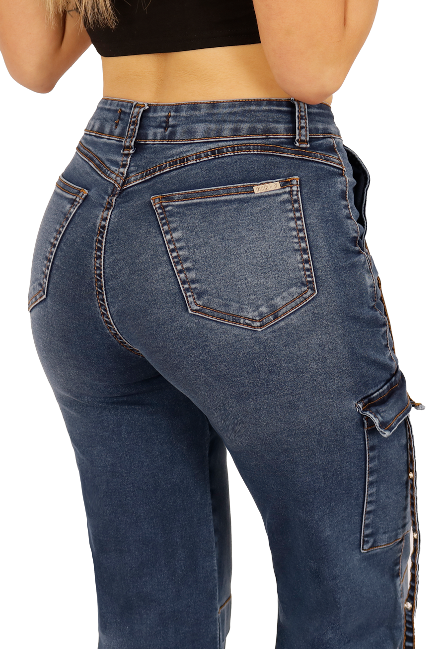 JEANS ALGODÓN SKINNY MUJER DIRTY JEANS AZUL JE3702A CARGO - 4