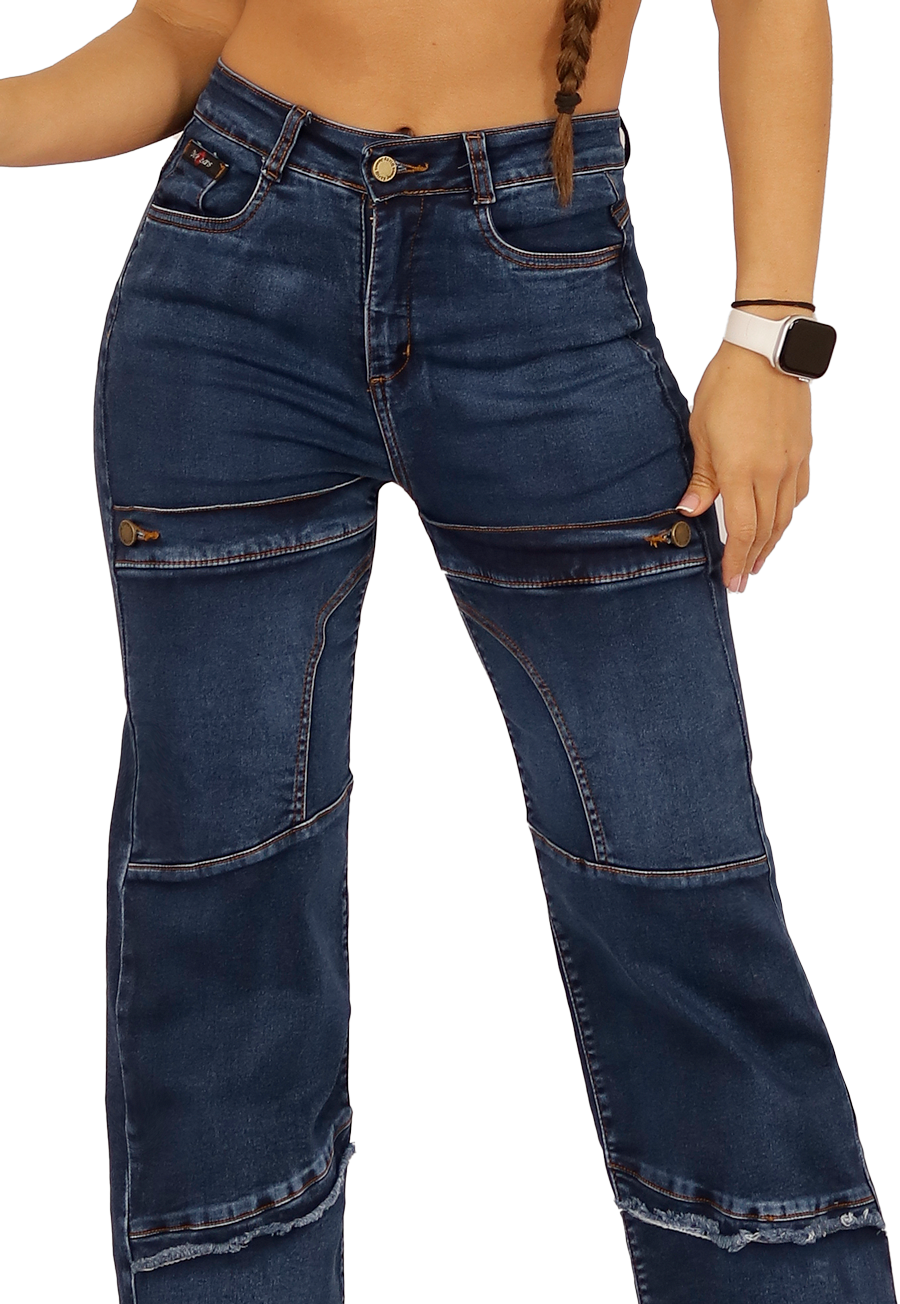 JEANS ALGODÓN RECTO MUJER DIRTY JEANS AZUL JE3703A ANCHO - 2