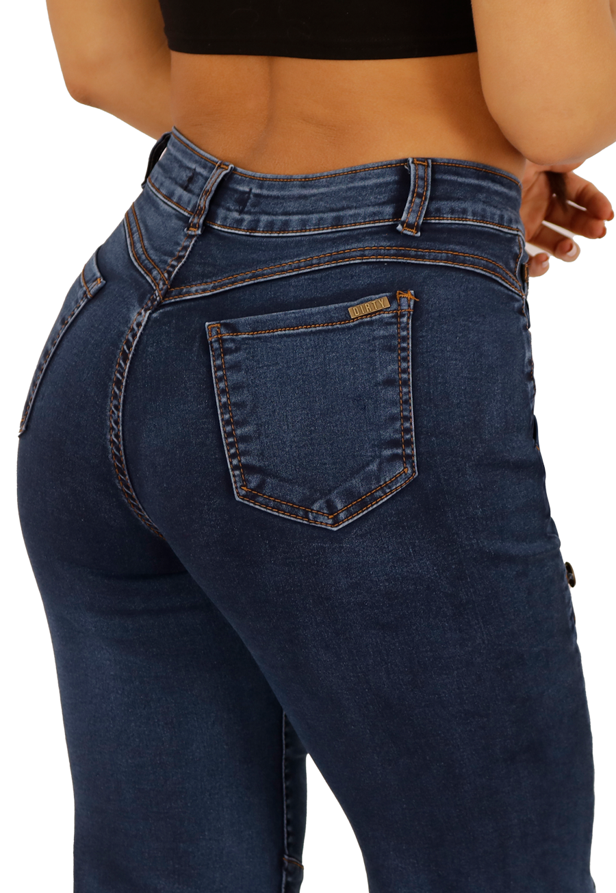 JEANS ALGODÓN RECTO MUJER DIRTY JEANS AZUL JE3703A ANCHO - 3