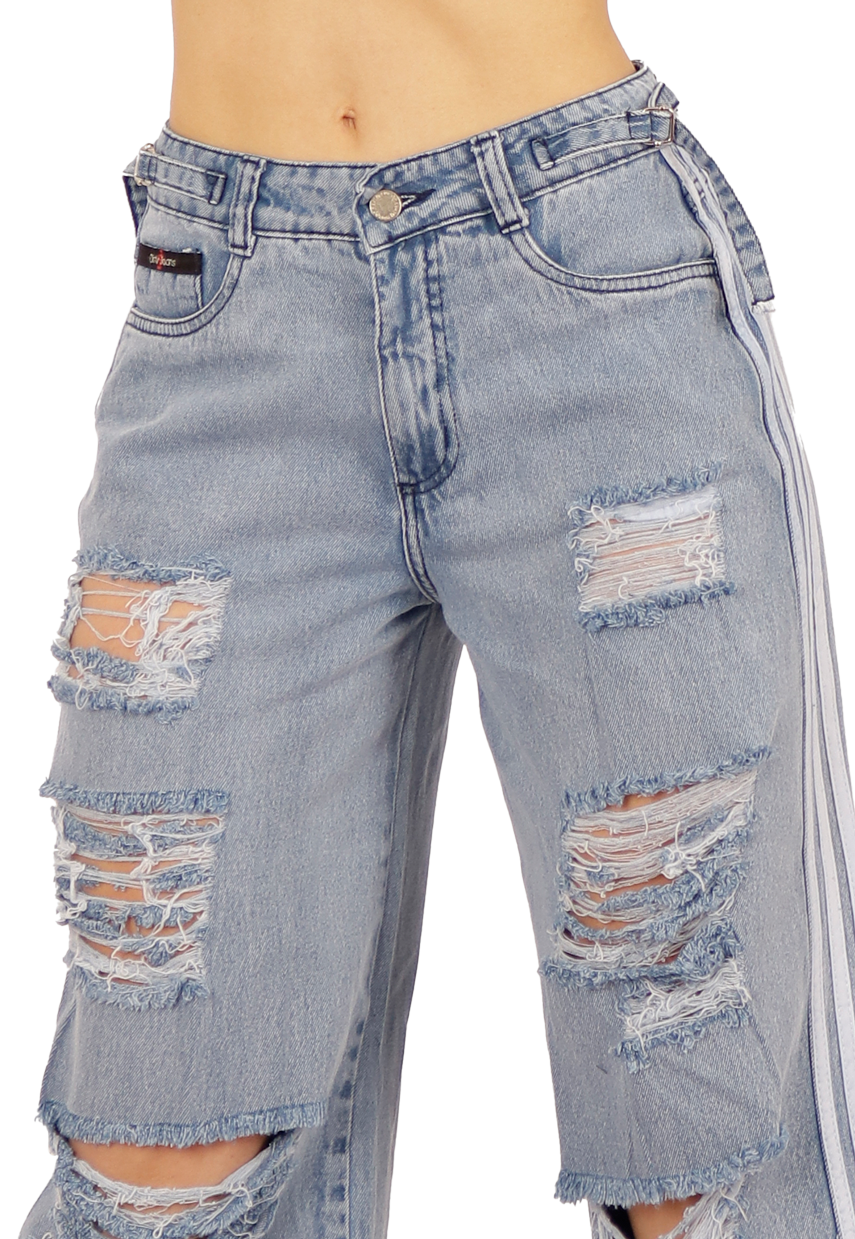 JEANS ALGODÓN RECTO MUJER DIRTY JEANS CELESTE JE3721C - 3